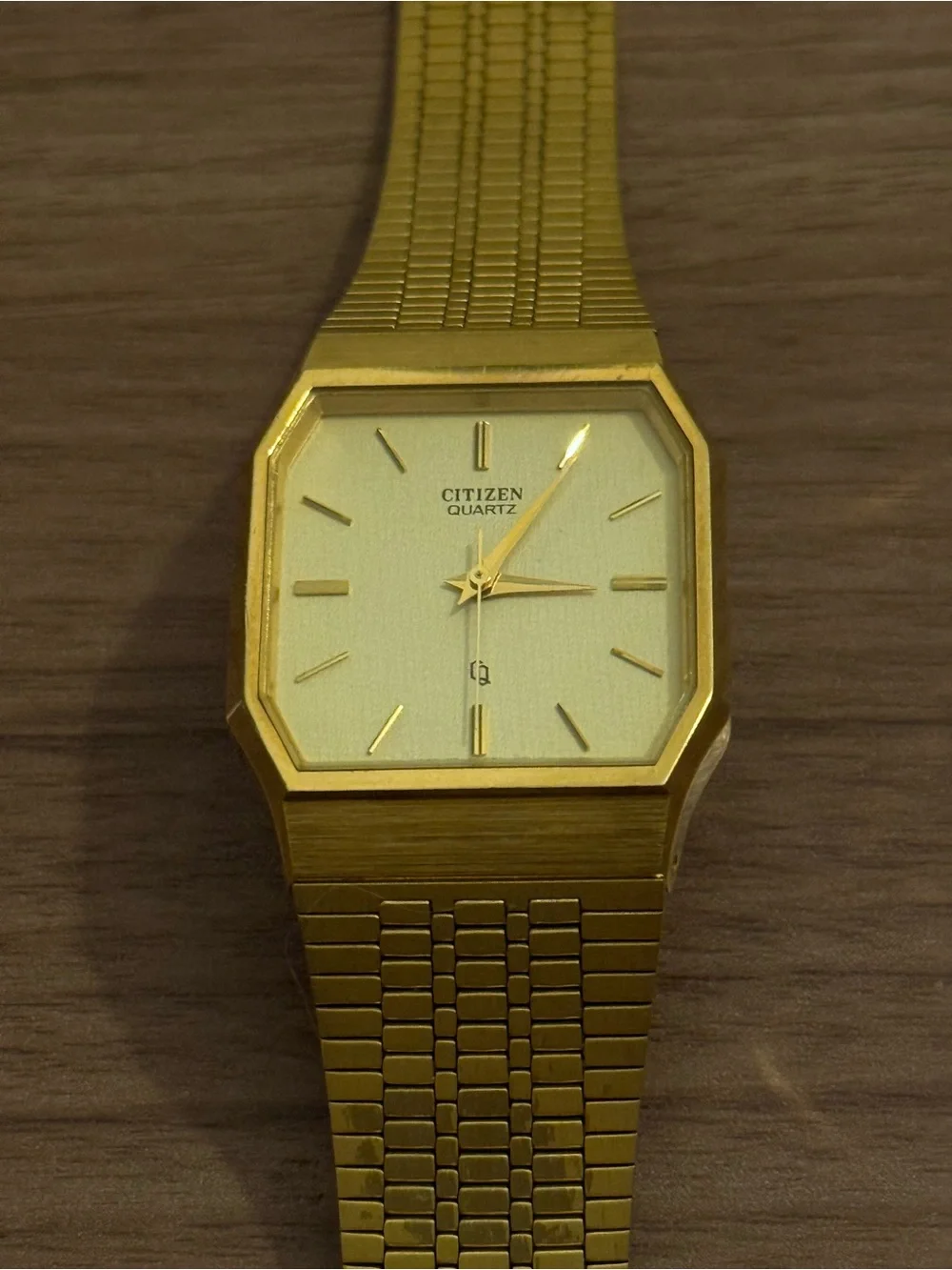 Citizen Quartz Gold Tone Square Analog Watch 4031-T64161 KA Vintage (Untested)